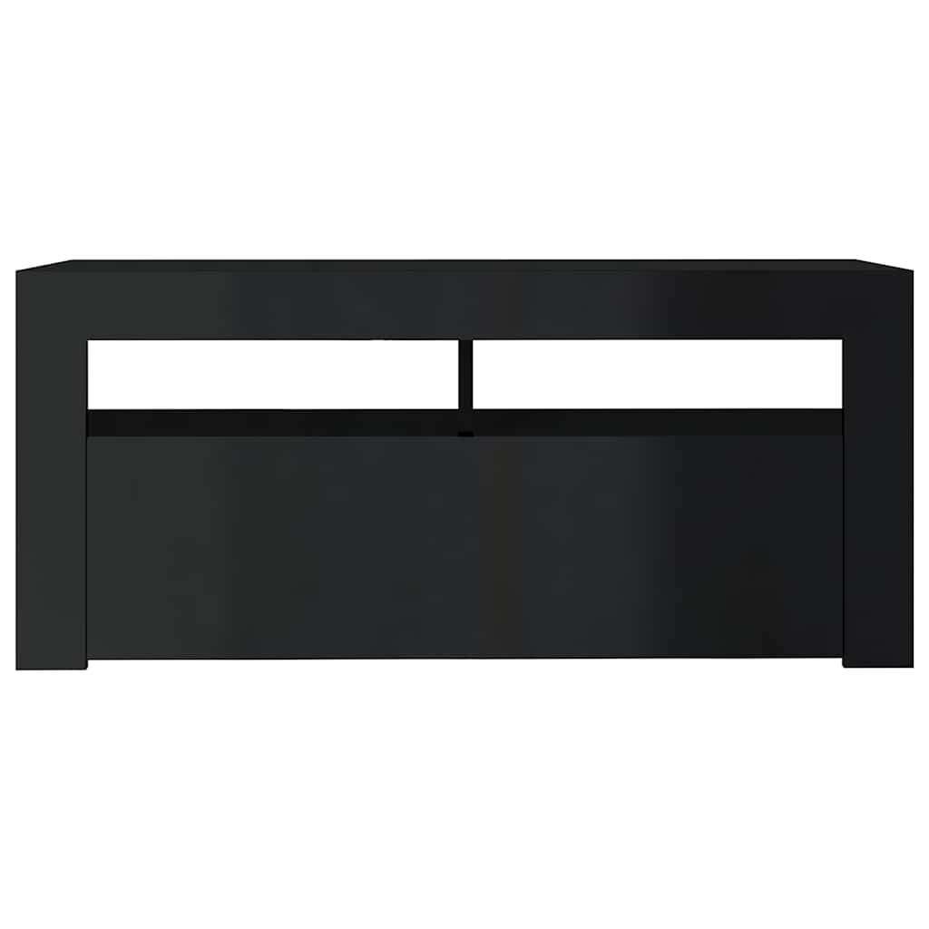 TV Cabinet with LED Lights High Gloss Black 90x35x40 cm