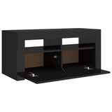 TV Cabinet with LED Lights High Gloss Black 90x35x40 cm