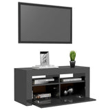 TV Cabinet with LED Lights High Gloss Grey 90x35x40 cm - Rear View