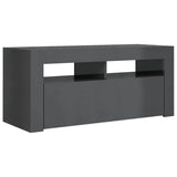 TV Cabinet with LED Lights High Gloss Grey 90x35x40 cm - Close-Up Angle