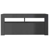 TV Cabinet with LED Lights High Gloss Grey 90x35x40 cm