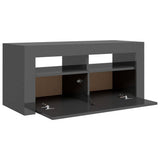 TV Cabinet with LED Lights High Gloss Grey 90x35x40 cm