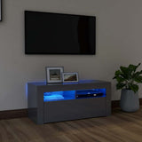 TV Cabinet with LED Lights High Gloss Grey 90x35x40 cm