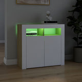 Sideboard with LED Lights White and Sonoma Oak 80x35x75 cm - Top-Down View