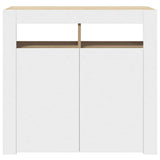 Sideboard with LED Lights White and Sonoma Oak 80x35x75 cm - Extra Image