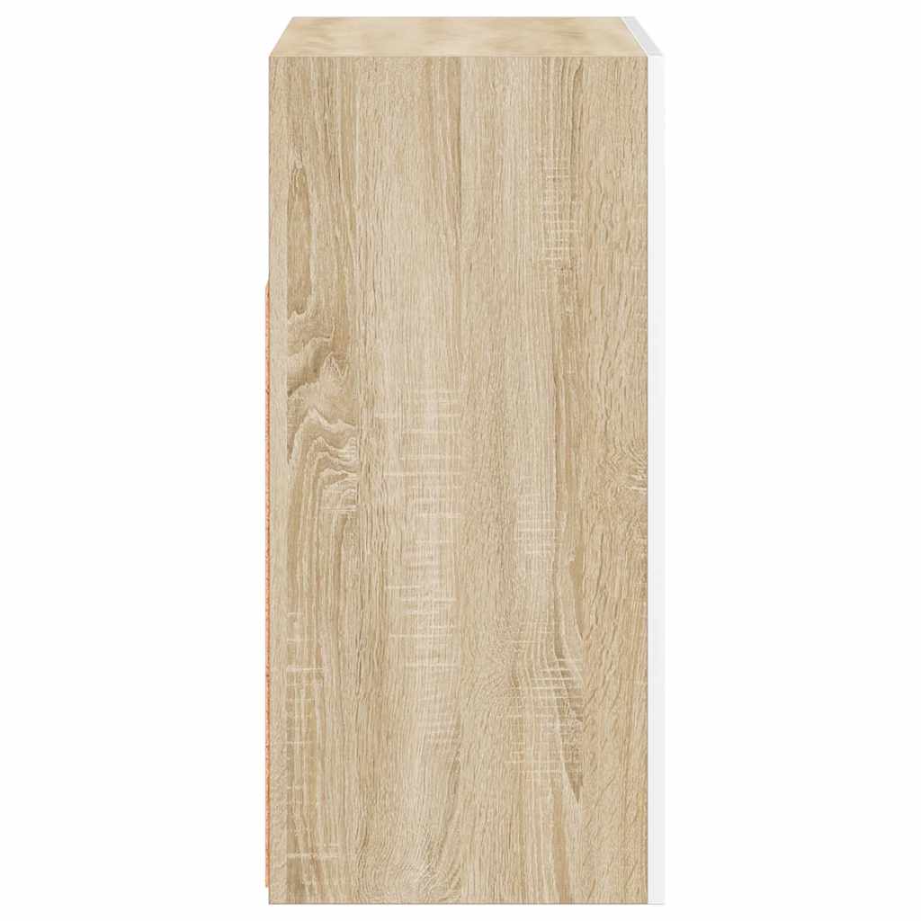 Sideboard with LED Lights White and Sonoma Oak 80x35x75 cm
