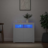 Sideboard with LED Lights White and Sonoma Oak 80x35x75 cm
