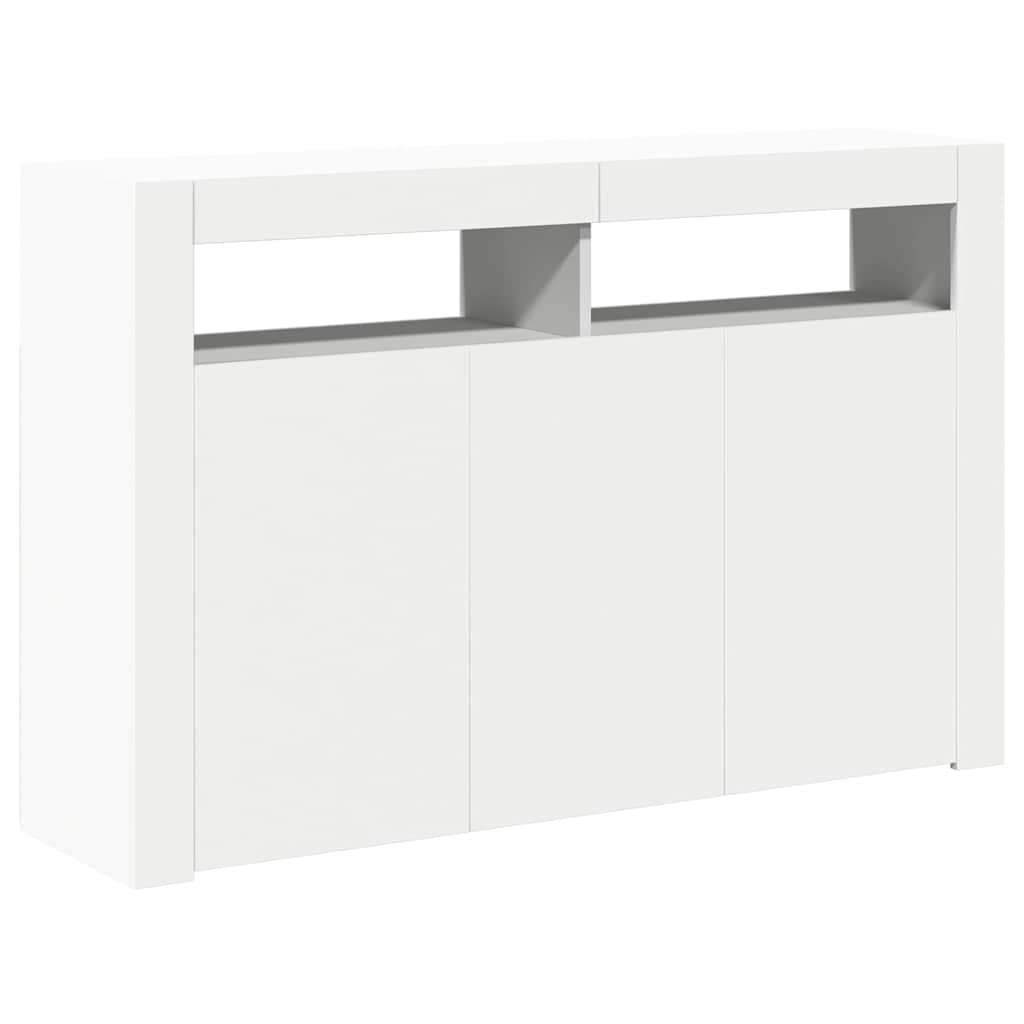 Sideboard with LED Lights White 115.5x30x75 cm