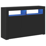 Sideboard with LED Lights Black 115.5x30x75 cm