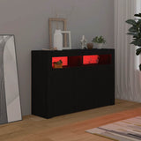 Sideboard with LED Lights Black 115.5x30x75 cm - Side View
