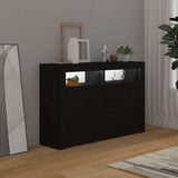 Sideboard with LED Lights Black 115.5x30x75 cm - 45-Degree Angle