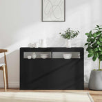Sideboard with LED Lights Black 115.5x30x75 cm