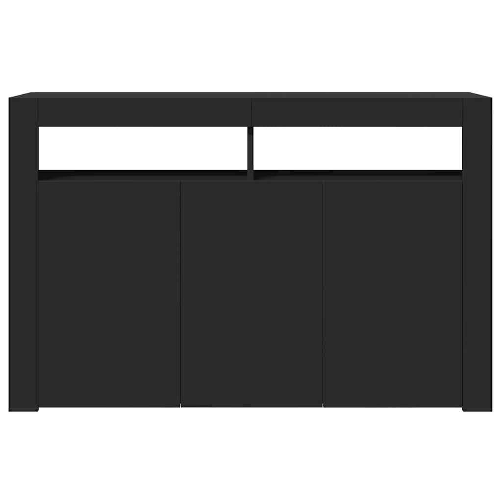 Sideboard with LED Lights Black 115.5x30x75 cm
