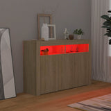 Sideboard with LED Lights Sonoma Oak 115.5x30x75 cm - Side View