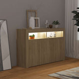 Sideboard with LED Lights Sonoma Oak 115.5x30x75 cm - 45-Degree Angle