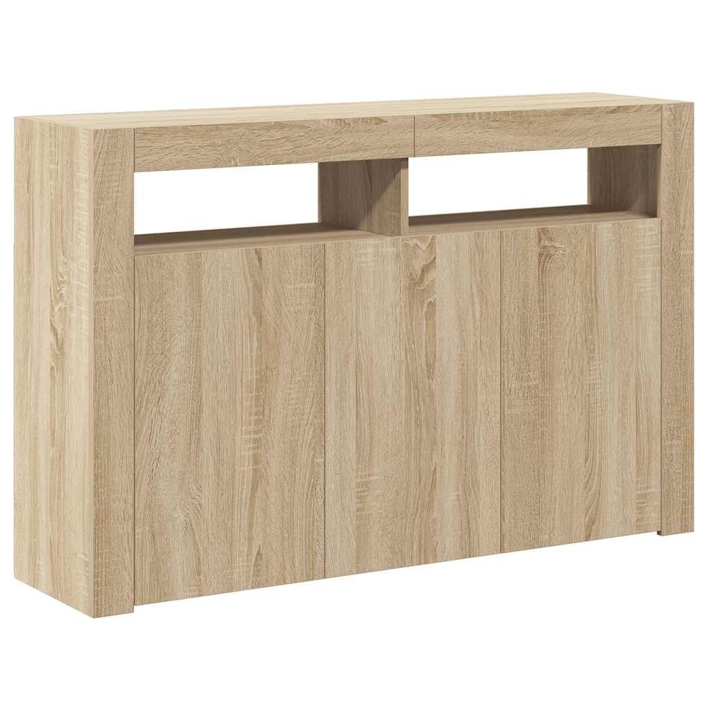 Sideboard with LED Lights Sonoma Oak 115.5x30x75 cm
