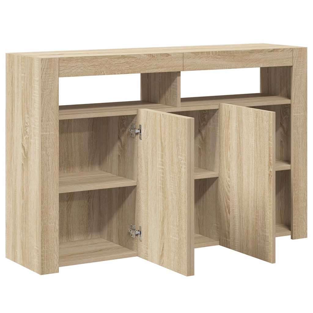 Sideboard with LED Lights Sonoma Oak 115.5x30x75 cm