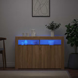 Sideboard with LED Lights Sonoma Oak 115.5x30x75 cm