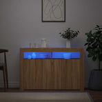 Sideboard with LED Lights Sonoma Oak 115.5x30x75 cm