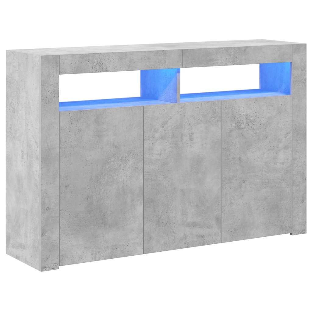 Sideboard with LED Lights Concrete Grey 116x30x75 cm
