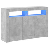 Sideboard with LED Lights Concrete Grey 116x30x75 cm - Front View