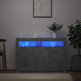 Sideboard with LED Lights Concrete Grey 116x30x75 cm