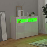 Sideboard with LED Lights High Gloss White 115.5x30x75 cm - Top-Down View