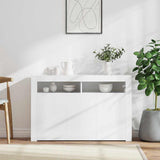 Sideboard with LED Lights High Gloss White 115.5x30x75 cm