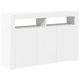 Sideboard with LED Lights High Gloss White 115.5x30x75 cm