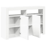 Sideboard with LED Lights High Gloss White 115.5x30x75 cm