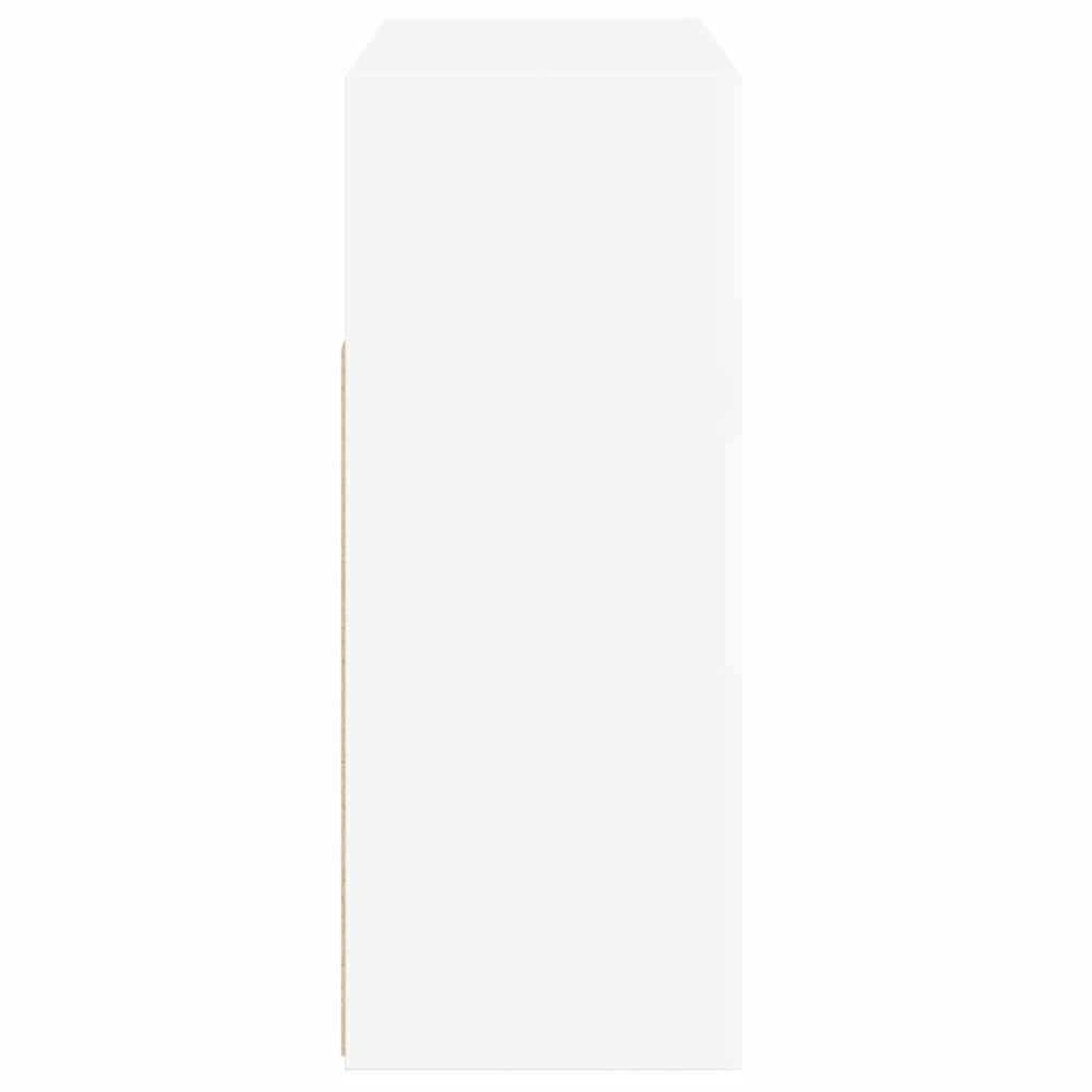 Sideboard with LED Lights High Gloss White 115.5x30x75 cm