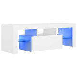 TV Cabinet with LED Lights White 120x35x40 cm - Close-Up Angle