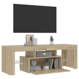 TV Cabinet with LED Lights Sonoma Oak 120x35x40 cm - Low Angle