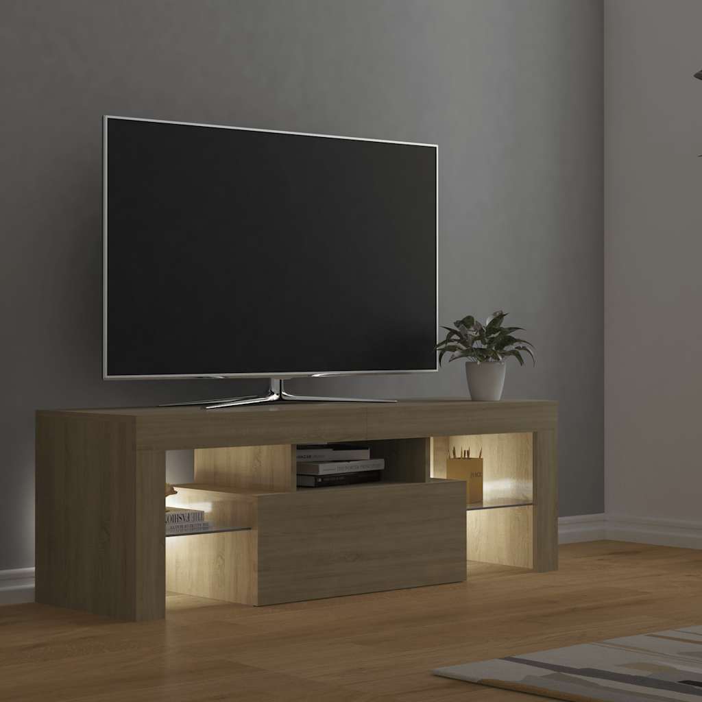 TV Cabinet with LED Lights Sonoma Oak 120x35x40 cm