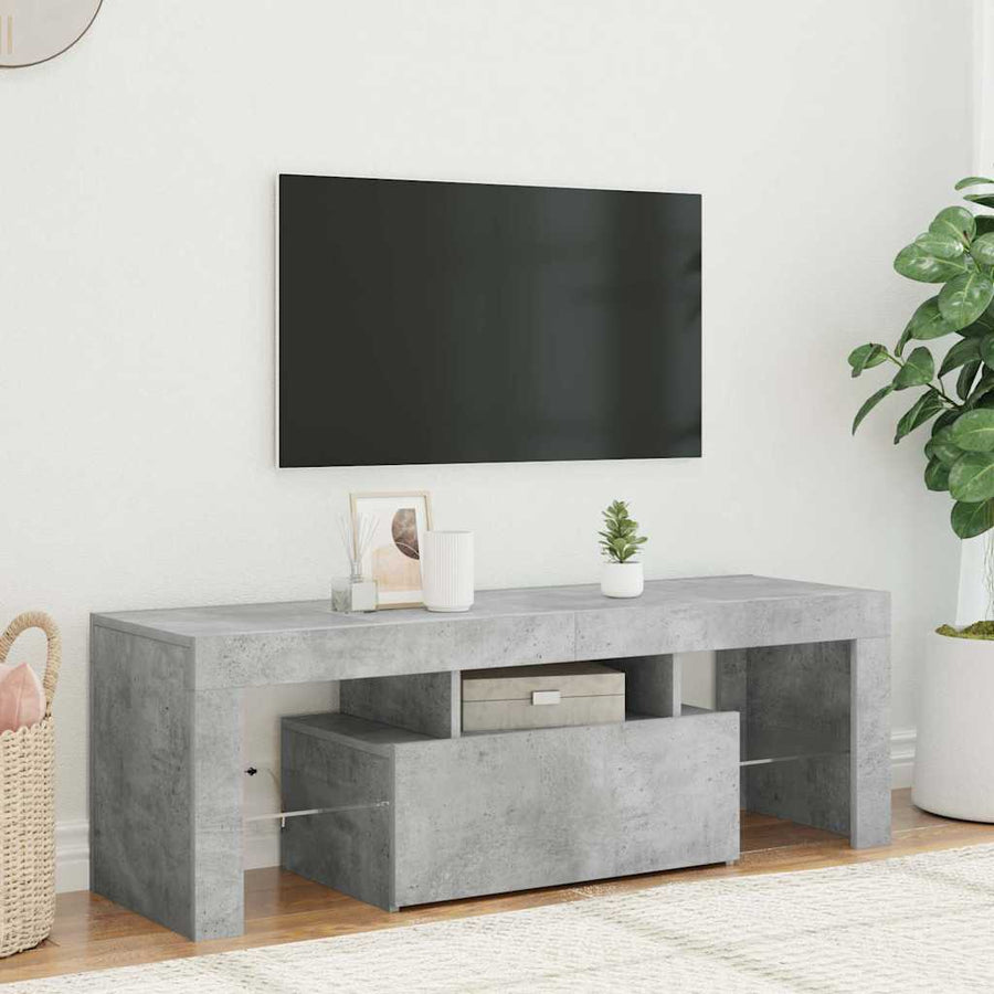 TV Cabinet with LED Lights Concrete Grey 120x35x40 cm