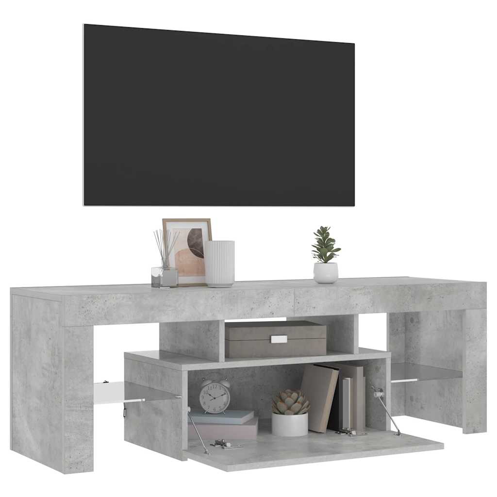 TV Cabinet with LED Lights Concrete Grey 120x35x40 cm