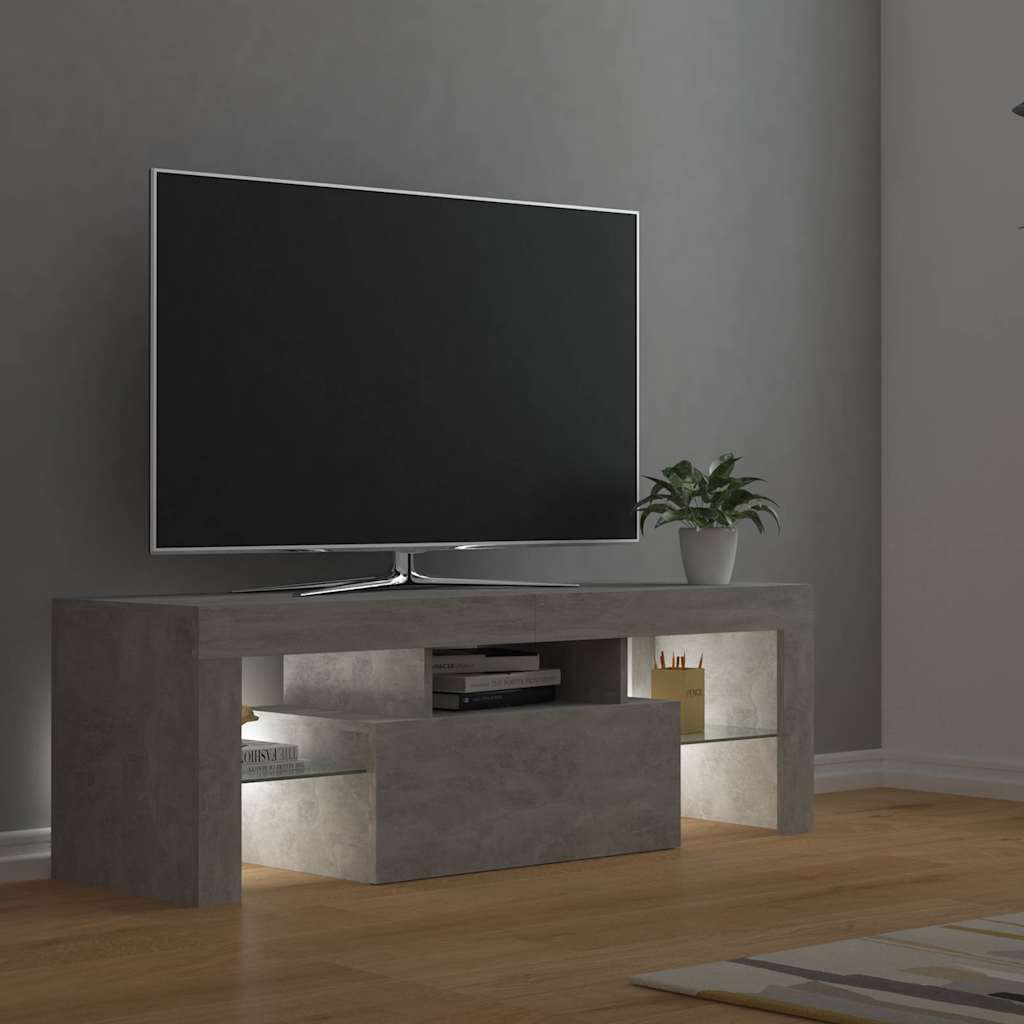 TV Cabinet with LED Lights Concrete Grey 120x35x40 cm