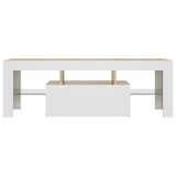 TV Cabinet with LED Lights White and Sonoma Oak 120x35x40 cm