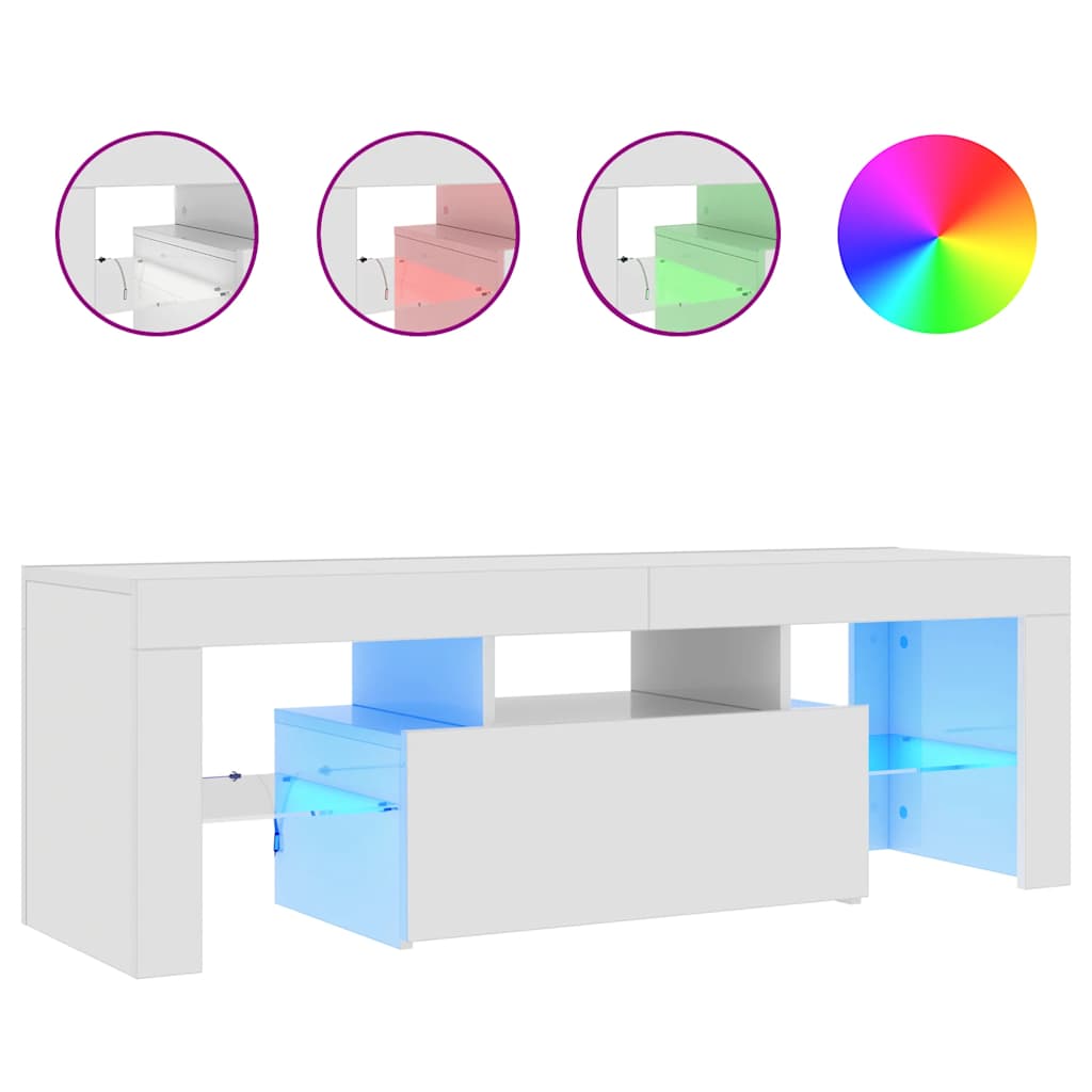 TV Cabinet with LED Lights High Gloss White 120x35x40 cm
