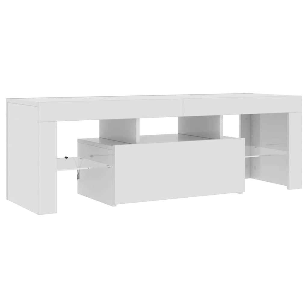 TV Cabinet with LED Lights High Gloss White 120x35x40 cm