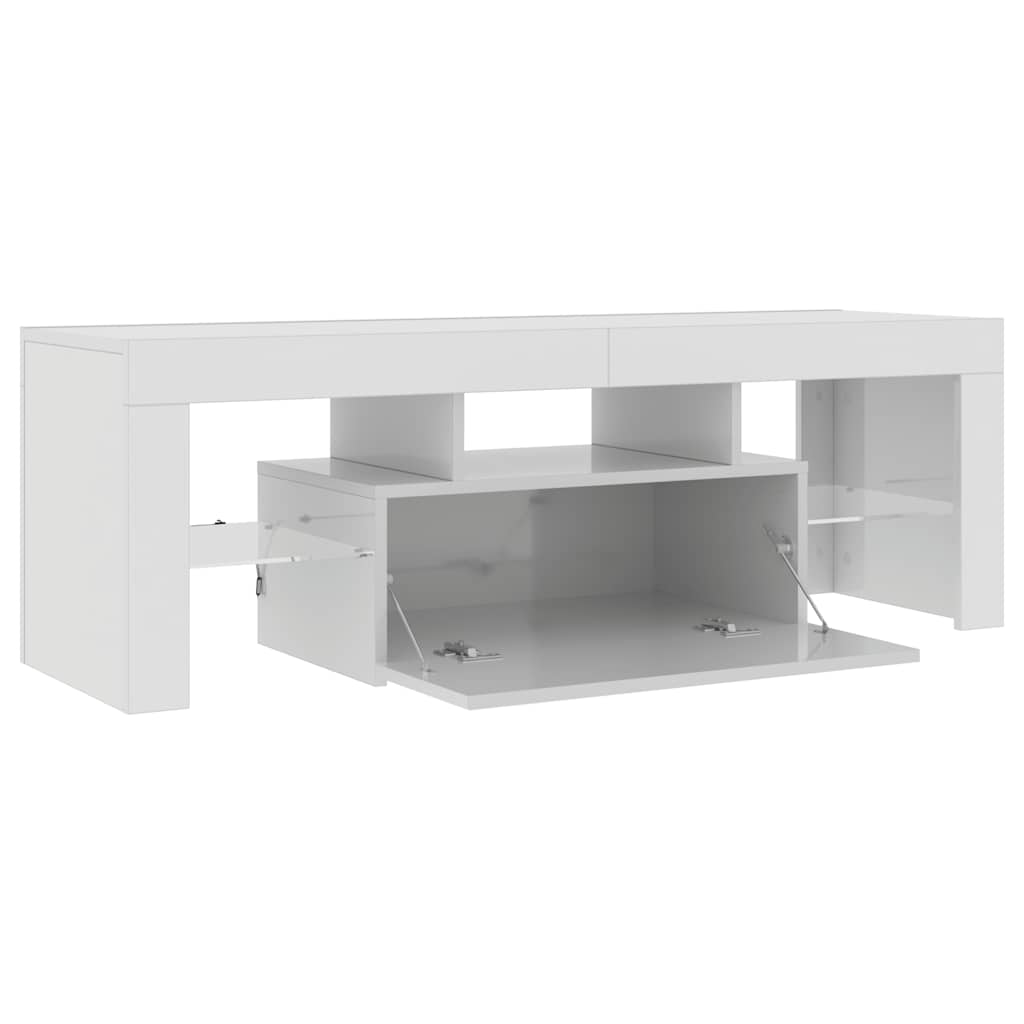 TV Cabinet with LED Lights High Gloss White 120x35x40 cm