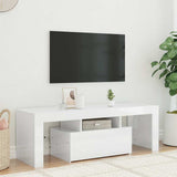 TV Cabinet with LED Lights High Gloss White 120x35x40 cm - Close-Up Angle