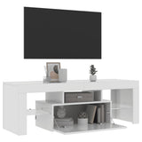 TV Cabinet with LED Lights High Gloss White 120x35x40 cm - Low Angle