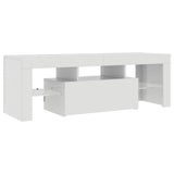 TV Cabinet with LED Lights High Gloss White 120x35x40 cm - Low Angle