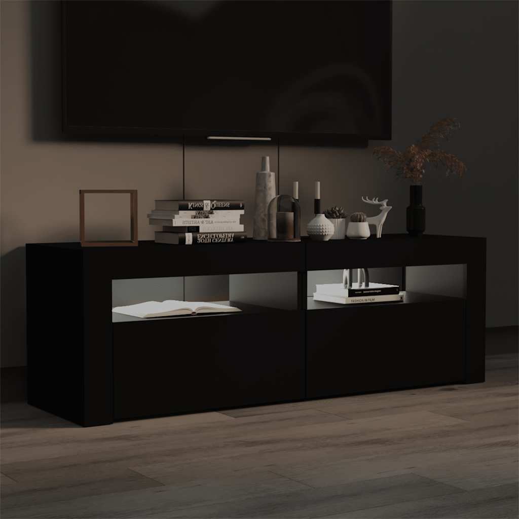 TV Cabinet with LED Lights Black 120x35x40 cm