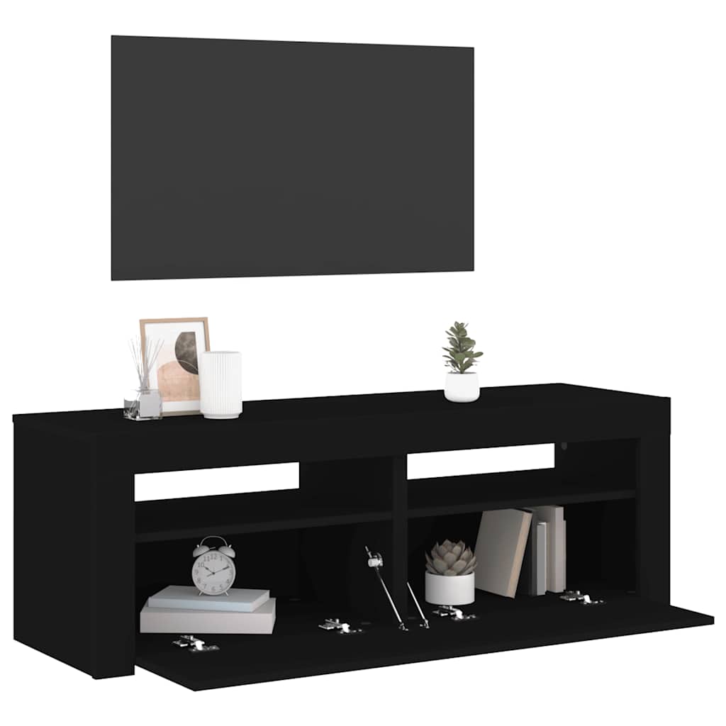 TV Cabinet with LED Lights Black 120x35x40 cm