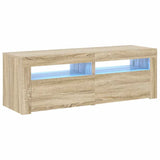 TV Cabinet with LED Lights Sonoma Oak 120x35x40 cm - Front View