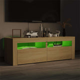 TV Cabinet with LED Lights Sonoma Oak 120x35x40 cm - Side View