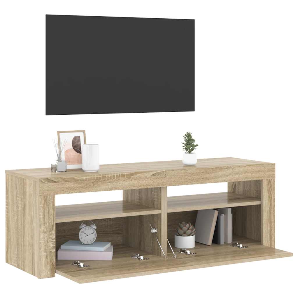 TV Cabinet with LED Lights Sonoma Oak 120x35x40 cm