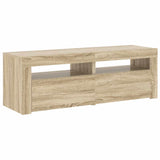 TV Cabinet with LED Lights Sonoma Oak 120x35x40 cm - Close-Up Angle